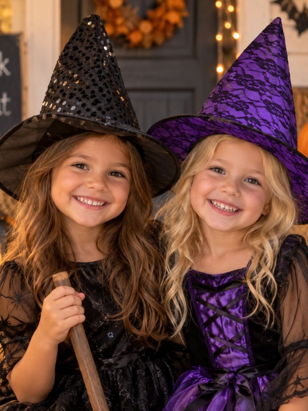 NWT 2 Kids Witch Hats-  Purple Lace & Black Sequin